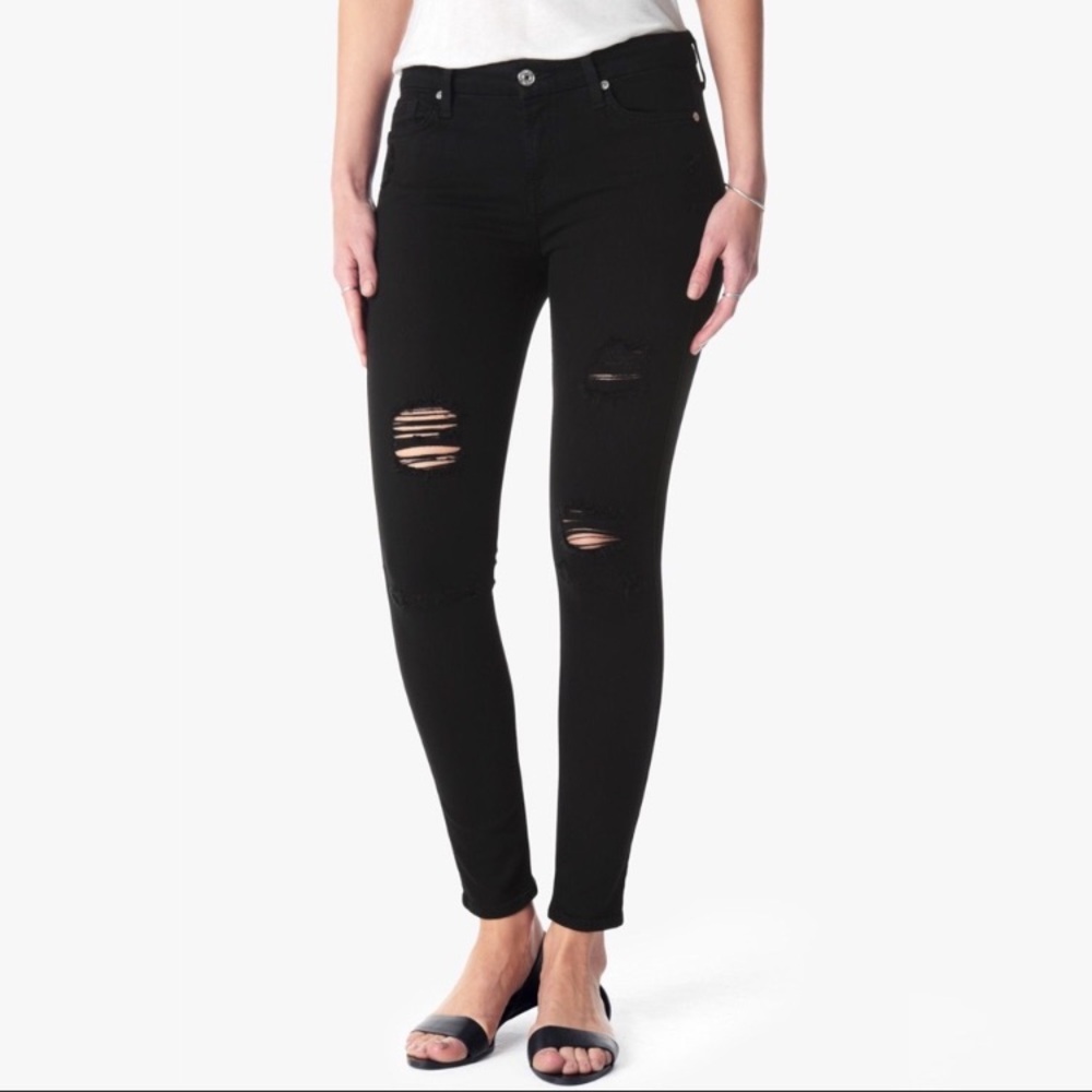 7 For All Mankind Ankle Distressed Skinny Jeans Size 26